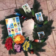 Customers DIY loteria Christmas wreath